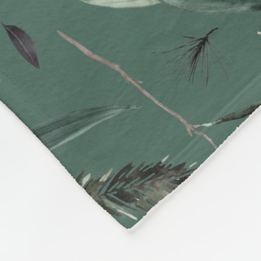 Groene moderne elegante waterverf botanische 4 fot fleece deken (Hoek)