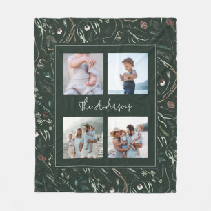 Groene moderne elegante waterverf botanische 4 fot fleece deken