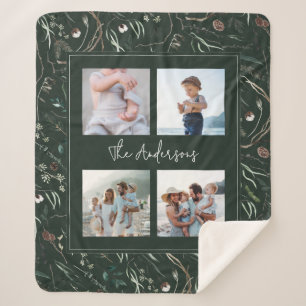 Groene moderne elegante waterverf botanische 4 fot sherpa deken