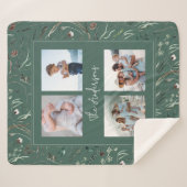 Groene moderne elegante waterverf botanische 4 fot sherpa deken (Voorkant (horizontaal))