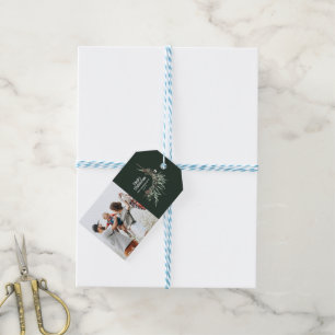 Groene moderne elegante waterverf botanische foto cadeaulabel