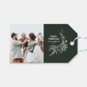 Groene moderne elegante waterverf botanische foto cadeaulabel (Voorkant (Horizontaal))