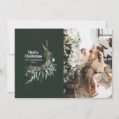 Groene moderne elegante waterverf botanische rusti feestdagenkaart (Voorkant)