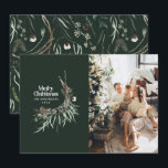 Groene moderne elegante waterverf botanische rusti feestdagenkaart<br><div class="desc">De groene moderne elegante rustische waterverf droogde botanische florale gedempte kerstkaart.</div>