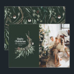 Groene moderne elegante waterverf botanische rusti feestdagenkaart<br><div class="desc">De groene moderne elegante rustische waterverf droogde botanische florale gedempte kerstkaart.</div>