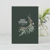 Groene moderne elegante waterverf botanische rusti feestdagenkaart (Staand voorkant)