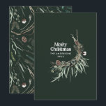 Groene moderne elegante waterverf botanische rusti feestdagenkaart<br><div class="desc">Donkergroene,  moderne elegante roestachtige waterverf droogde botanische florale gedempte kerstkaart.</div>