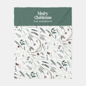 Groene moderne elegante waterverf botanische rusti fleece deken (Voorkant)