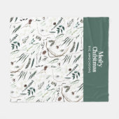 Groene moderne elegante waterverf botanische rusti fleece deken (Voorkant (Horizontaal))