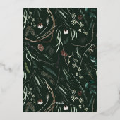 Groene moderne elegante waterverf botanische rusti folie feestdagenkaart (Achterkant)