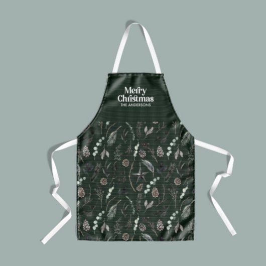 Groene moderne elegante waterverf botanische rusti schort