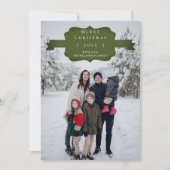 Groene Moderne en Eenvoudige Kerstmis Fotokaart Feestdagenkaart (Voorkant)