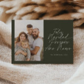 Groene moderne Feliz Navidad Script Kerstmis Feestdagenkaart