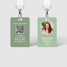 Groene moderne foto QR-code medewerker Badge