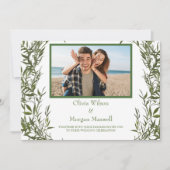 Groene moderne foto save the date uitnodiging (Voorkant)