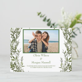 Groene moderne foto save the date uitnodiging