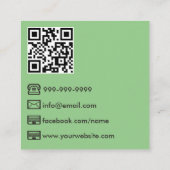 Groene moderne fotograaf QR-code Vierkante Visitekaartje (Achterkant)