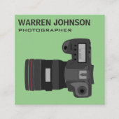 Groene moderne fotograaf QR-code Vierkante Visitekaartje (Voorkant)