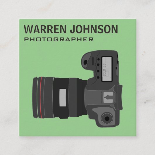 Groene moderne fotograaf QR-code Vierkante Visitekaartje (Voorkant)