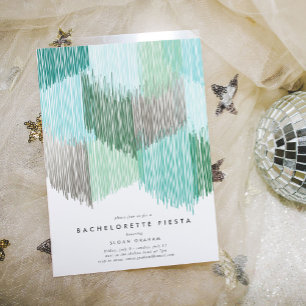 Groene Moderne Fringe Bachelorette Party Uitnodigi Save The Date