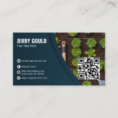 Groene Moderne Gazonverzorging QR Code Visitekaartje (Voorkant)