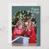 Groene moderne gelukkige feestdagen boog foto feestdagenkaart (Voorkant)