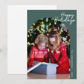 Groene moderne gelukkige feestdagen boog foto feestdagenkaart (Voorkant / Achterkant)