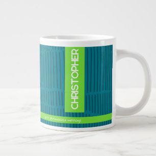 Groene moderne gepersonaliseerde naam grote koffiekop