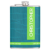 Groene moderne gepersonaliseerde naam heupfles (Voorkant)