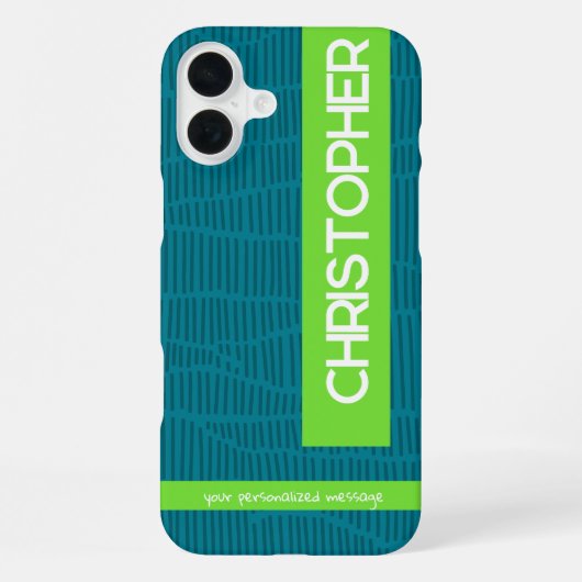 Groene moderne gepersonaliseerde naam iPhone hoesje (Achterkant)