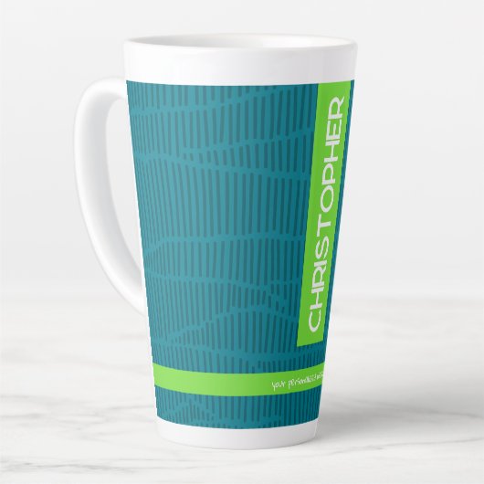 Groene moderne gepersonaliseerde naam latte mok (Linkerhoek)