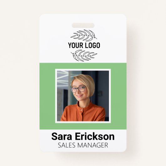 Groene Moderne ID Kaart Zakelijke Medewerker QR Badge (Voorkant)