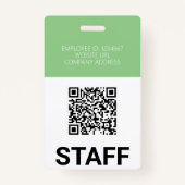 Groene Moderne ID Kaart Zakelijke Medewerker QR Badge (Achterkant)