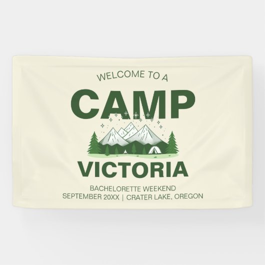 Groene Moderne Kamp Bachelorette Feest Spandoek (Horizontaal)
