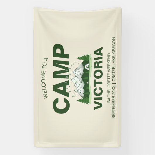 Groene Moderne Kampeer Afscheidsceremonie voor de  Spandoek (Verticaal)