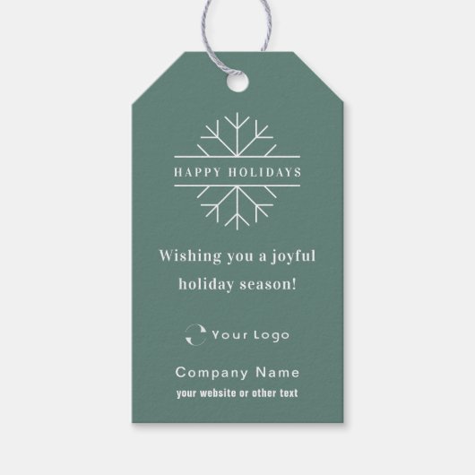 Groene Moderne Kerstmis Bedrijfs Logo QR Code Chic Cadeaulabel (Voorkant)