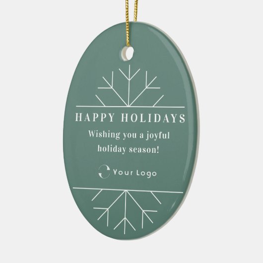Groene Moderne Kerstmis Bedrijfs Logo QR Code Chic Keramisch Ornament (Links)