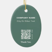 Groene Moderne Kerstmis Bedrijfs Logo QR Code Chic Keramisch Ornament (Achterkant)