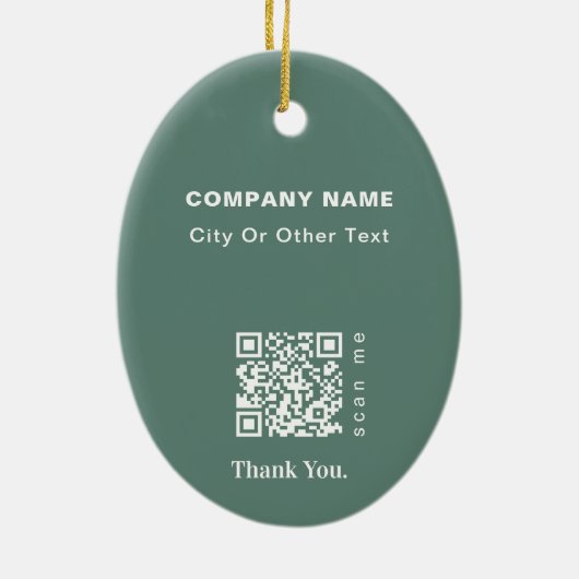 Groene Moderne Kerstmis Bedrijfs Logo QR Code Chic Keramisch Ornament (Achterkant)
