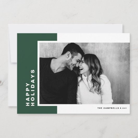 Groene moderne kleurenblok Prettige feestdagen Fot Feestdagenkaart (Voorkant)