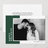 Groene moderne kleurenblok Prettige feestdagen Fot Feestdagenkaart (Voorkant / Achterkant)