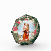 Groene moderne krans vrolijk kerstfeest fotoblokken (Links)