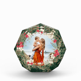 Groene moderne krans vrolijk kerstfeest fotoblokken