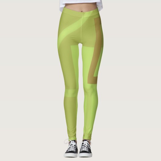 Groene moderne kunst Leggings (Voorkant)