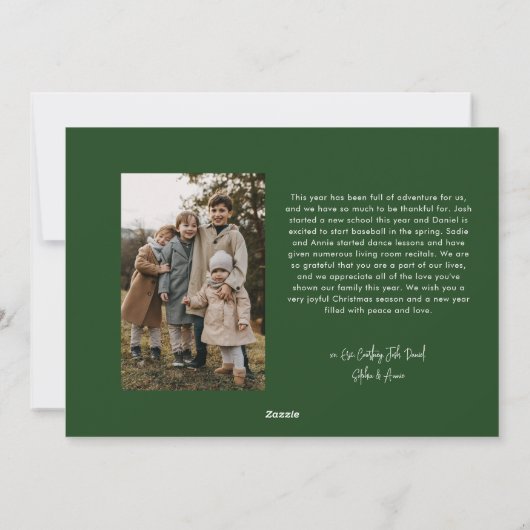 Groene Moderne Lettering Vijf foto Vrolijk Kerstfe Feestdagenkaart (Achterkant)