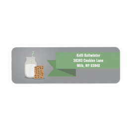 Groene moderne melk en koekjes met striped label