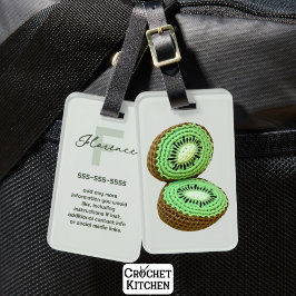 Groene Moderne Minimaal Gehaakte Kiwi Naam Info Bagagelabel