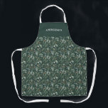 Groene moderne minimale botanische elegant persona schort<br><div class="desc">Modern minimum bladage green script gepersonaliseerd apron. Met de hand geschilde eucalyptus,  een minimale bladermassa en een moderne rustige rivierkreet geven dit ontwerp een luxueus gevoel. In de klas groenen,  browns,  zwart,  groen en grijs.</div>
