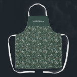 Groene moderne minimale botanische elegant persona schort<br><div class="desc">Modern minimum bladage green script gepersonaliseerd apron. Met de hand geschilde eucalyptus,  een minimale bladermassa en een moderne rustige rivierkreet geven dit ontwerp een luxueus gevoel. In de klas groenen,  browns,  zwart,  groen en grijs.</div>