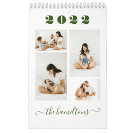 Groene Moderne Minimale Familie Foto nieuwjaar Kalender
